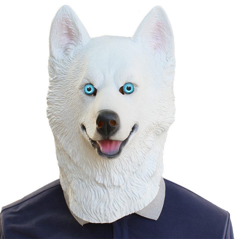 Halloween New Dog Animal Mask Party Dance Bar Wolf Dog Latex Fejfedő