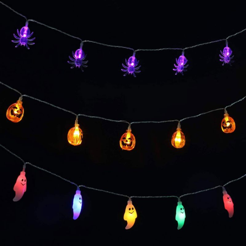 Halloween Spider Led Lámpafüzér Elemtartó Doboz Dekoratív Lámpa Tematikus Buli Dekoráció Színes Nappaliba Hotel Song Hall