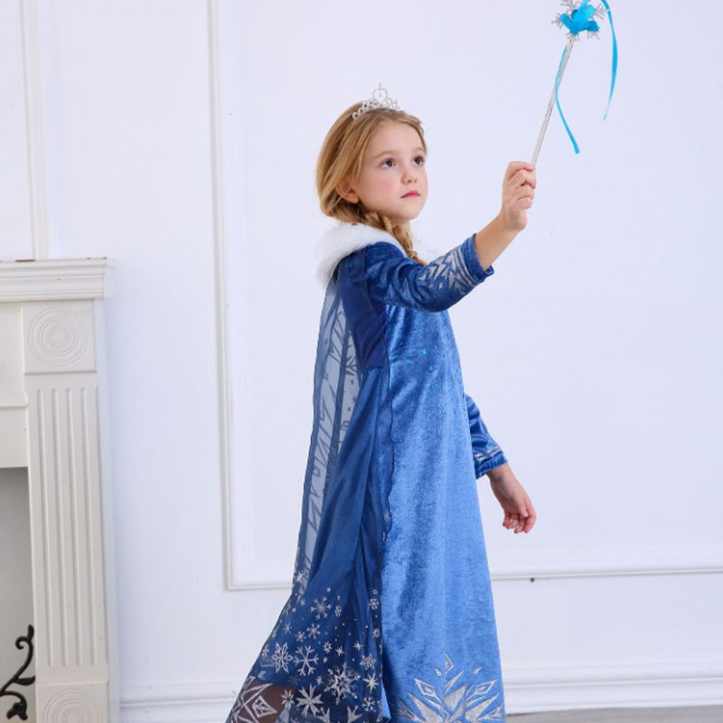 Hókirálynő Hercegnő Jelmezek Elsa Anna Cosplay Ruha Gyönyörű Köpennyel Lányoknak Bulizó Hercegnőnek