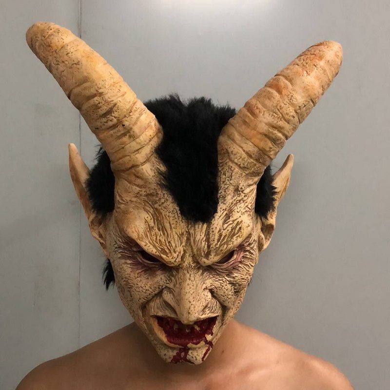 Ijesztő Maszk Démon Ördög Lucifer Horn Halloween Cosplay Fesztivál Party Kellékei