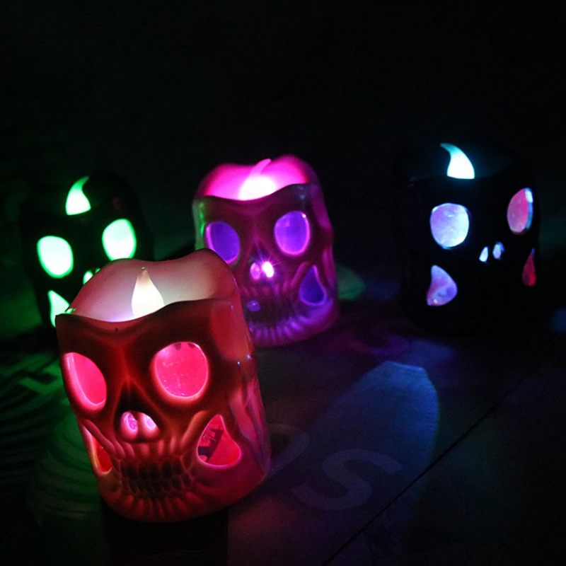 Kreatív Halloween Ajándék Led Skull Elektronikus Gyertyafény Hengeres Dekorációs