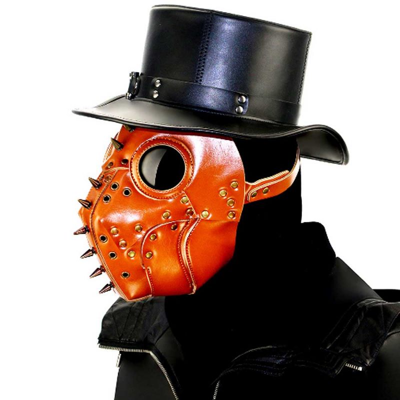 Plague Doctor Bird Head Maszk Hosszú Orrú Steampunk Rivet Légáteresztő Pu Bőr Halloween Jelmezhez