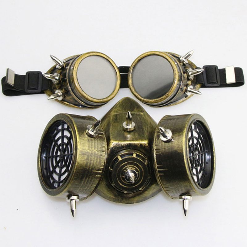 Steampunk Gázmaszk Szegecs Szemüveg Gyanta Csontváz Harcos Halálmaszk Álarcos Cosplay Kiegészítők Halloween Party Ajándékba