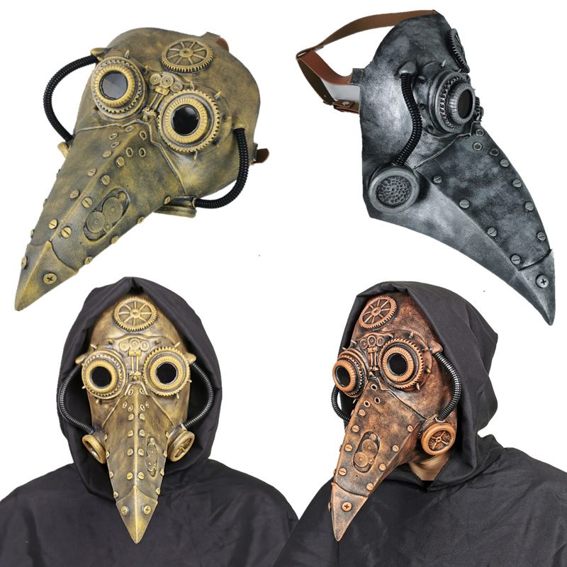 Vicces Középkori Steampunk Plague Doctor Madármaszk Latex Punk Cosplay Maszkok Csőr Felnőtt Halloween Esemény Kellékek