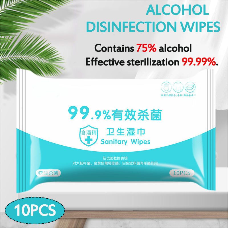 10db Eldobható 75%-os Alkoholos Tisztító Nedves Törlőkendő Biztonsági Párna Sterilizáló Papír