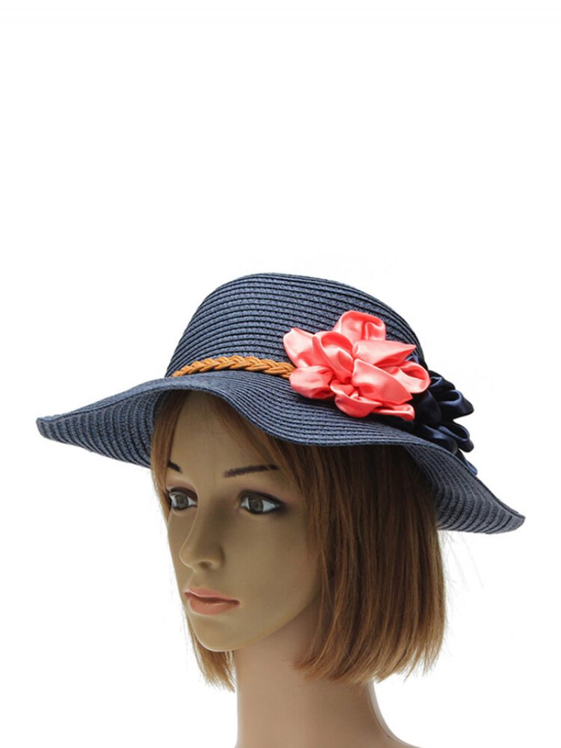 Női Trilby Beach Sun Hat Virág Elegáns Straw Floppy Utazósapka