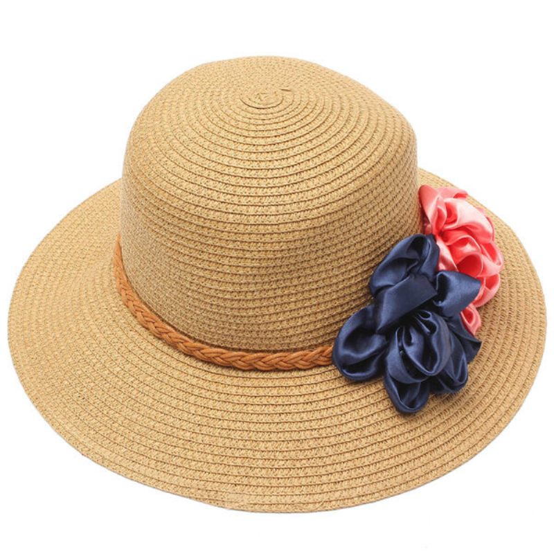 Női Trilby Beach Sun Hat Virág Elegáns Straw Floppy Utazósapka