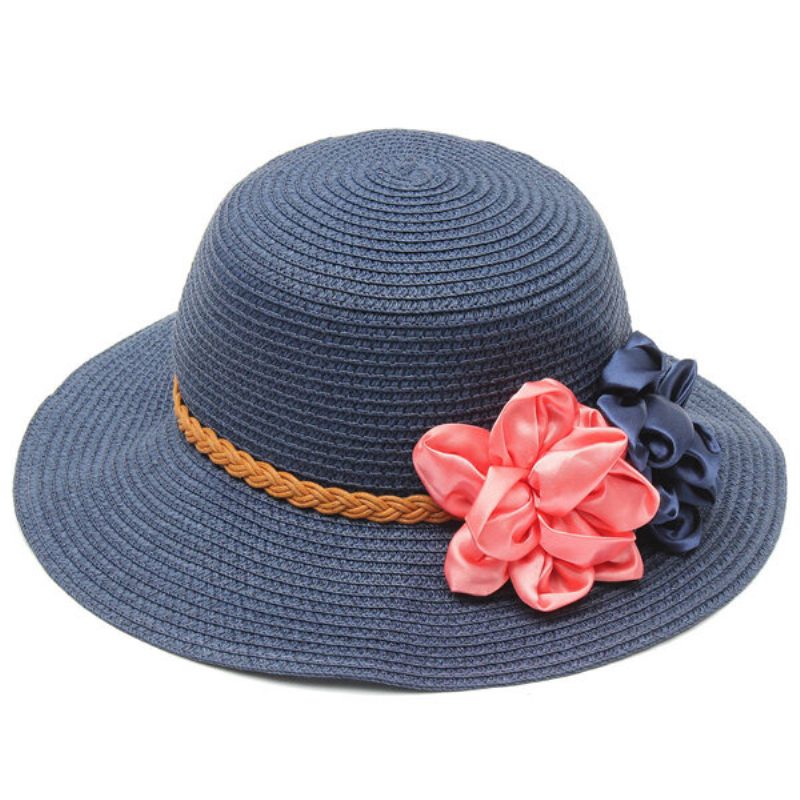 Női Trilby Beach Sun Hat Virág Elegáns Straw Floppy Utazósapka