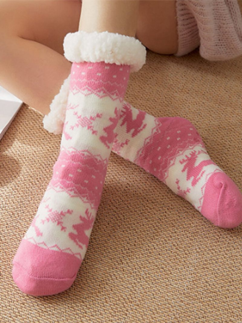 Női Karácsonyi Elk Sock Plus Velvet Sleep Socks Alkalmi Padlózokni