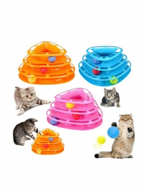 3colors Vicces Macskajáték Torony Golyókkal Lemezjátszó Ball Kitty Műanyag Játék Interaktív