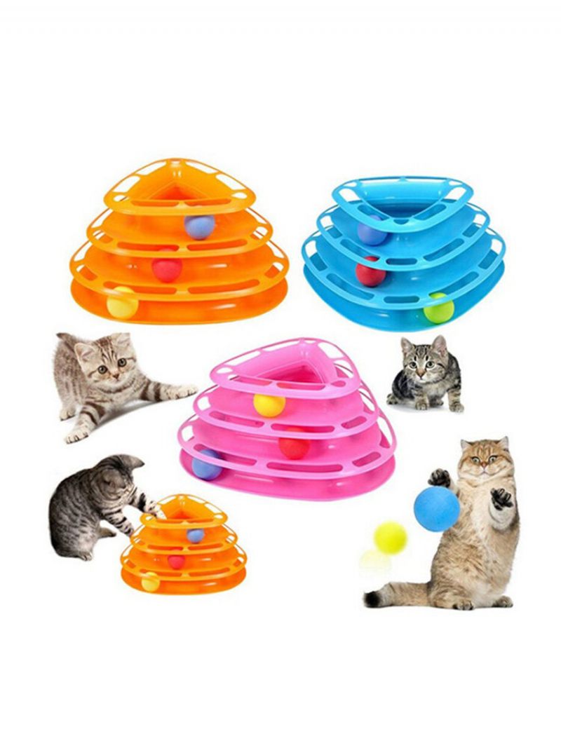 3colors Vicces Macskajáték Torony Golyókkal Lemezjátszó Ball Kitty Műanyag Játék Interaktív