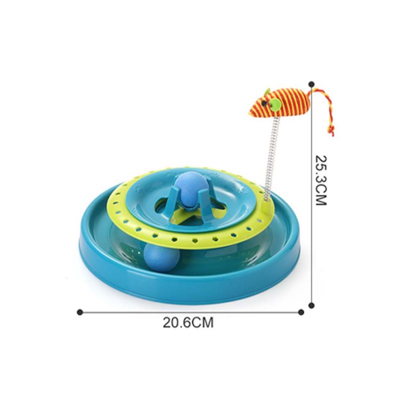 Rozsdamentes Acél Forgatható Rugós Macskajáték Környezetbarát Pp Anyagú Kisállatjáték Egérrel 360°-ban Rázva