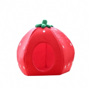 Strawberry Cat House Mosható Puha Tartós Levehető Kisállat Fészek Őszi Téli Kiegészítők Sűrített Állatágy