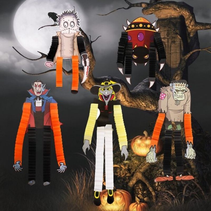 Halloween Party Dekorációs Kellékek Vicces Függő Boszorkány Csontváz Papír Bojt Dekoráció
