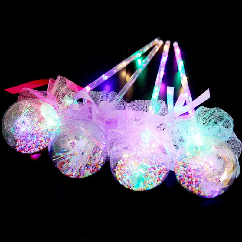10 Db Kerek Bobo Ball Varázspálca Fairy Bow Glow Stick Varázspálcikával Labda 3 Világítási Móddal Karácsonyi Parti Dekorációhoz