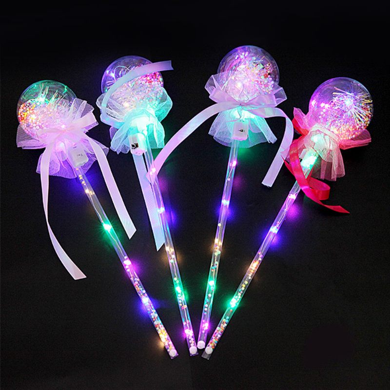 10 Db Kerek Bobo Ball Varázspálca Fairy Bow Glow Stick Varázspálcikával Labda 3 Világítási Móddal Karácsonyi Parti Dekorációhoz