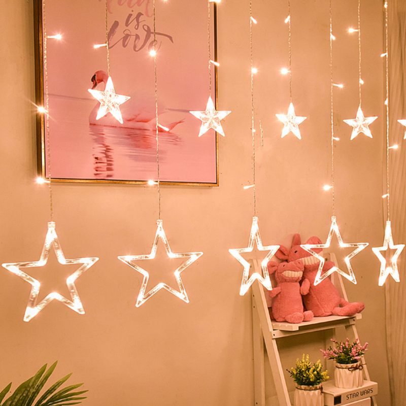 3 M-es Twinkle Star String Lights Vízálló Csillagfüggöny Lámpák Színváltóval Esküvői Karácsonyi Otthoni Kerti Parti Fesztivál Dekorációhoz