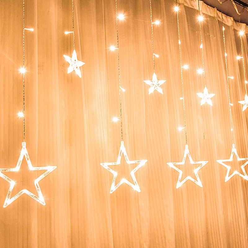 3 M-es Twinkle Star String Lights Vízálló Csillagfüggöny Lámpák Színváltóval Esküvői Karácsonyi Otthoni Kerti Parti Fesztivál Dekorációhoz
