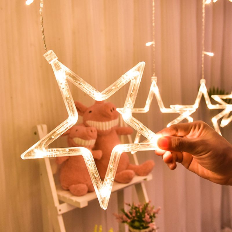 3 M-es Twinkle Star String Lights Vízálló Csillagfüggöny Lámpák Színváltóval Esküvői Karácsonyi Otthoni Kerti Parti Fesztivál Dekorációhoz