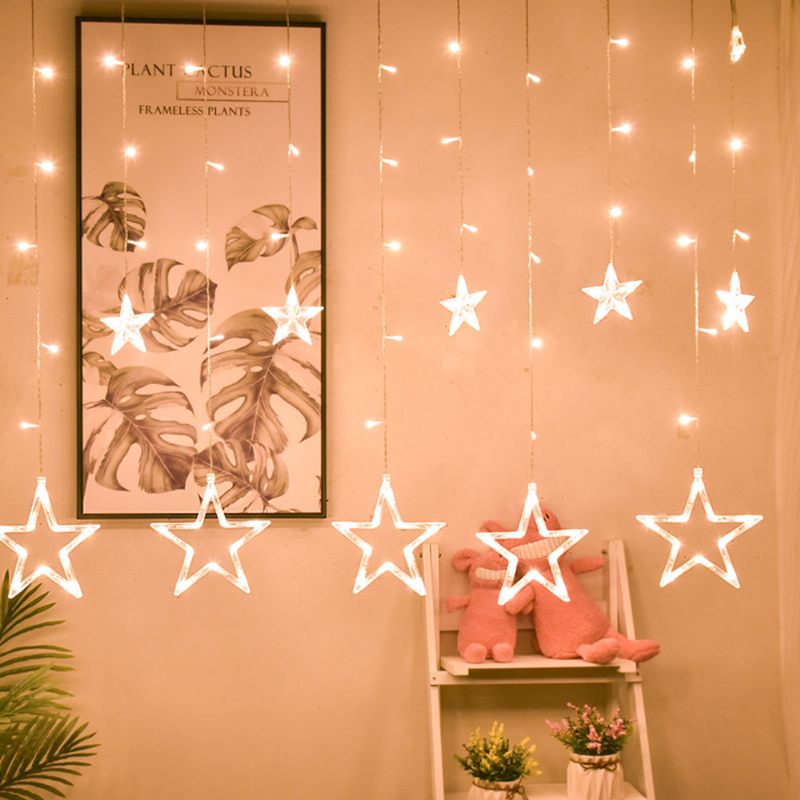 3 M-es Twinkle Star String Lights Vízálló Csillagfüggöny Lámpák Színváltóval Esküvői Karácsonyi Otthoni Kerti Parti Fesztivál Dekorációhoz