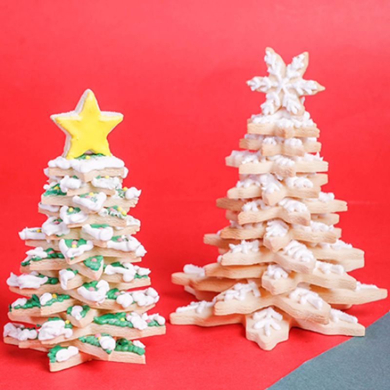 3d Rozsdamentes Acél Karácsonyi Sütiforma Csillagok Hópehely Alakú Sütivágó Készlet Élelmiszer Minőségű Sütőforma Torta Keksz Formakészlet
