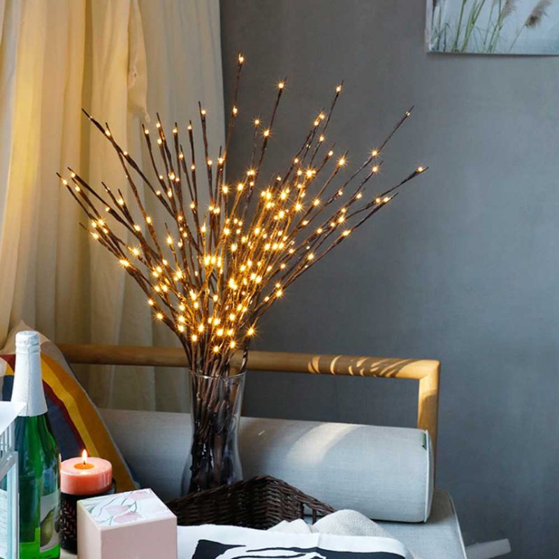 5 Csomag 10 Led Lámpás Ág Lámpa Elemes Dekoratív Virágos Lámpák 20 Led-del Az Otthoni Karácsonyi Dekorációs Fesztiválhoz