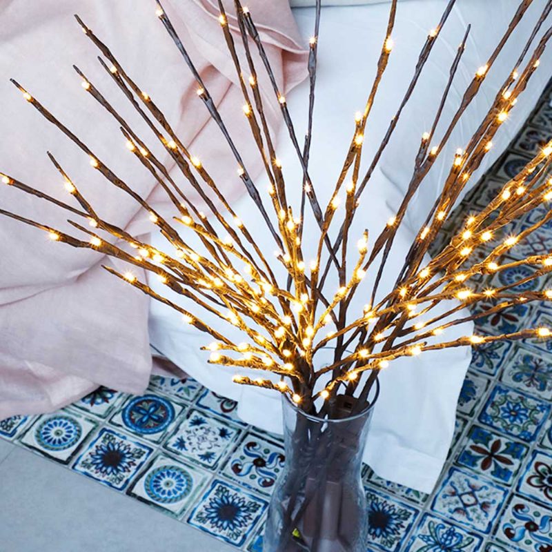 5 Csomag 10 Led Lámpás Ág Lámpa Elemes Dekoratív Virágos Lámpák 20 Led-del Az Otthoni Karácsonyi Dekorációs Fesztiválhoz