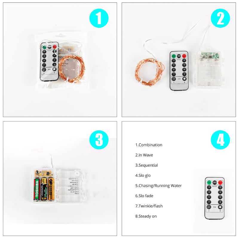 5 M-es 10 Led Twinkle Light Kültéri Beltéri Tündérfüzér Karácsonyi Barkácslámpa Aa Elemes Vízálló Vezeték Nélküli Távirányító