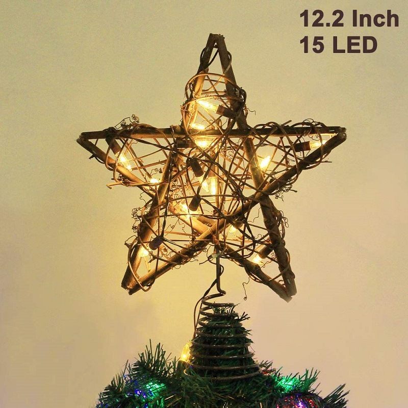 Cane Art Christmas Tree Top Star Karácsonyi Díszek Top Fényekkel