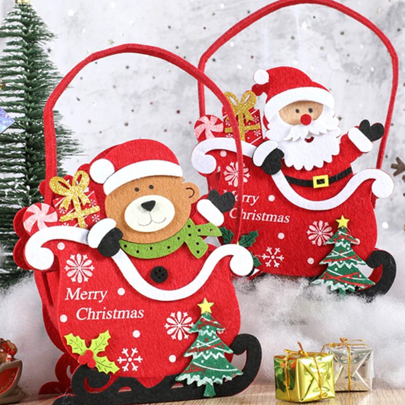 Hordozható Karácsonyi Cukorka Süti Almás Nugát Kézitáska Nem Szőtt Szövetből Készült Mikulás Mintás Hordtáska Akasztó Medállal Harapnivalókhoz