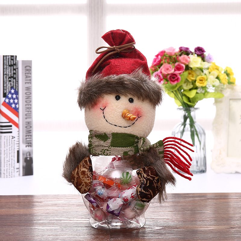 Karácsonyi Díszek Retro Mikulás Hóember Műanyag Cukorka Doboz Gyerekeknek Átlátszó Tégely