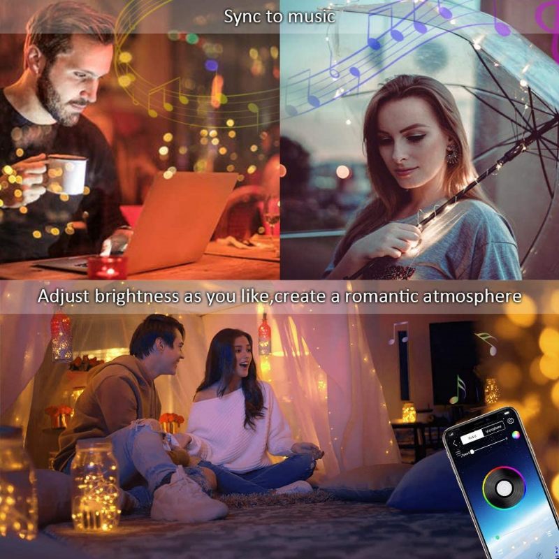 Led Zsinór Lámpa Bluetooth Mobiltelefon-alkalmazás Vezérlő Lámpák Karácsonyi Dekoráció Rgb Színes Rézhuzalos