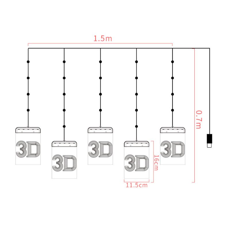 Usb Tápellátású Hóember Jávorszarvas Karácsonyi 3d Jelű Lámpa Ünnepi Ablak Mennyezeti Falra Függesztett Tündér Világítás Led Szál Függöny